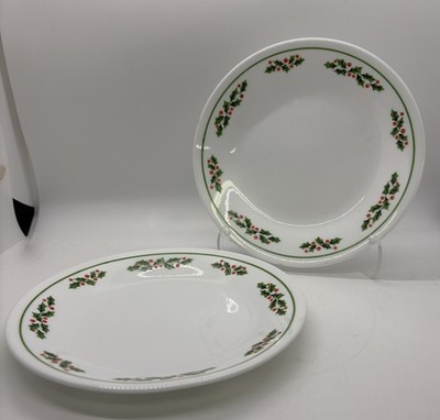 Vtg Corelle Corning Ware WINTER HOLLY Pie/Bread & Butter Plates 6.75  Set Of 2