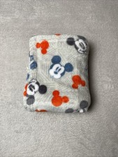 Disney Baby Blanket Mickey Mouse Head Gray Lines Red Blue Black Silhouette Lovey