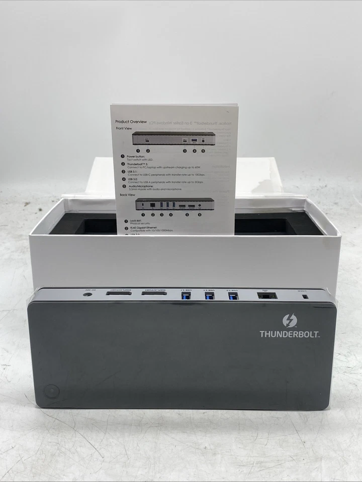 Estación de Acoplamiento Dual 4K Thunderbolt 3 130W Carga USB-C USB3.1 USB3.0 RJ45 Foto 4 de 4