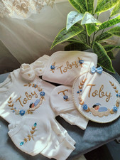 Luxury Personalized Baby Gift Set Handmade  Custom Newborn Name Outfit