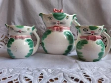 Vintage Lipper And Mann Set Of 3 Cat Creamers Mid Century Modern