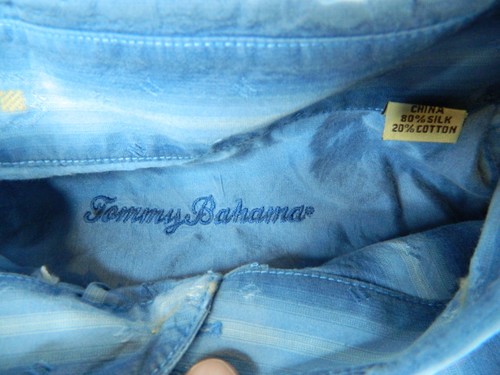 Tommy Bahama Hemd Herren 2XL Blau Seide Baumwolle Gestreift Geometrisch Knopfleiste Freizeit - Bild 11 von 12