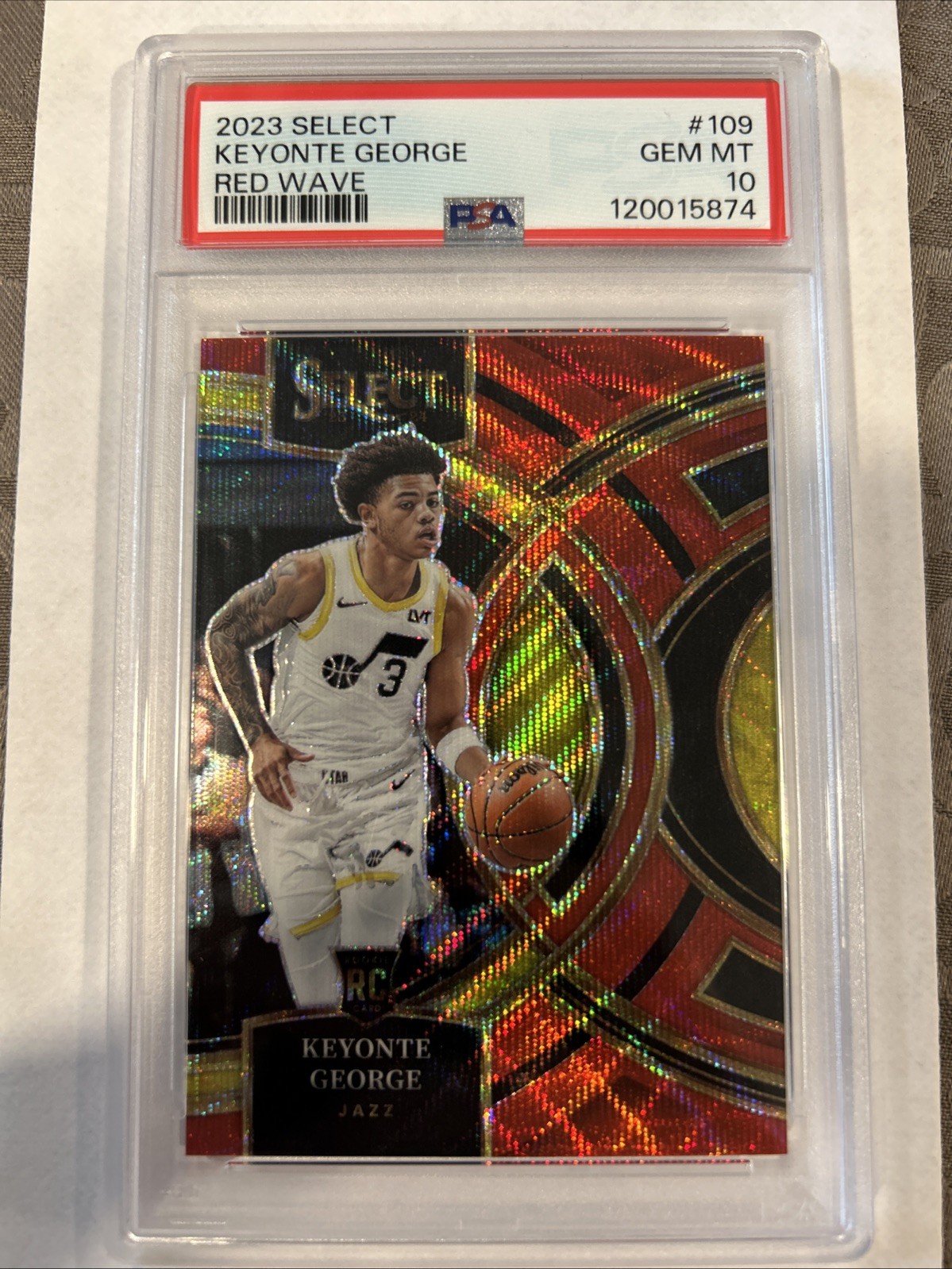 2023 Panini Select Keyonte George #109 Red Wave - PSA 10 - Pop 4 - Utah Jazz