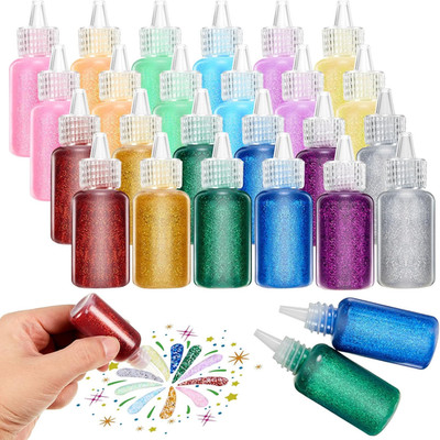 12 Pack Glitter Glue Bulk Glitter Bottles Set 20 Ml/0.67 oz Neon Metallic Non To