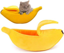 Cute Banana Cat Bed Novelty Dog Puppy Nest Warm Soft Fleece Pet House Kennel Pad