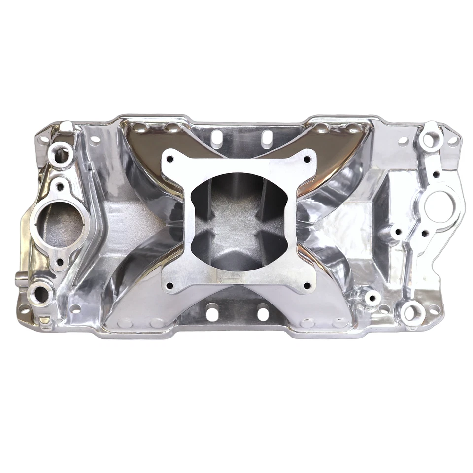 HI RISE Single Plane Intake Manifold for 57-95 Small Block Chevy 350 Polished Foto 3 de 4