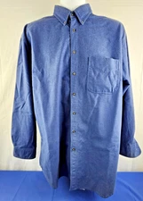 Vintage 90s Woolrich Blue Chamois Flannel Button Up Shirt Men's Size L