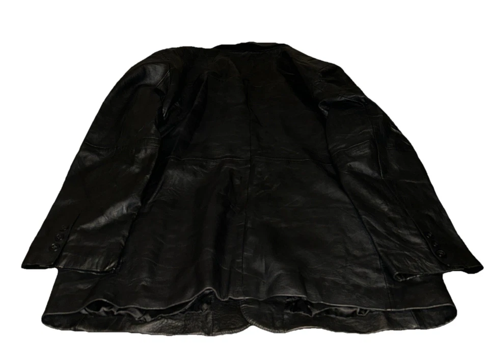 Chaqueta Blazer LR Cuero Genuino Piel de Cordero Para Hombre XXL Negra Bolsillo Trasero Oculto Foto 4 de 4