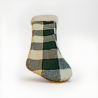 Large Black & White Plaid Christmas Stocking Cozy Holiday Decor for Fireplace