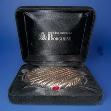 Vintage Princess Marcella Borghese Compact Silver Tone W/ Black Compact Box