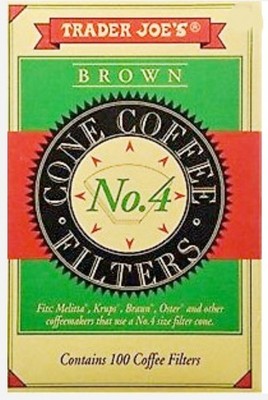 Trader Joe's 100 Brown Cone Coffee Filters No. 4 Fits Coffeemakers Uses #4 USA