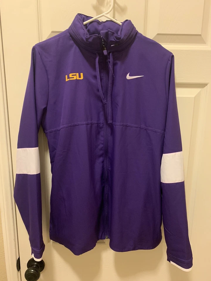 Chaqueta atlética LSU Tigers púrpura para mujer abrigo medio ventilado con capucha escondida Foto 2 de 4