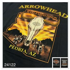 Vtg Harley Davidson Peoria,AZ Arrowhead Black T-Shirt Size XL Made in USA