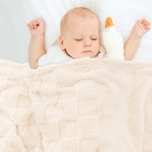 Plush Soft with Square Checkered Baby Blanket,Fleece Infant Toddler Blankets  - Bild 2 von 6