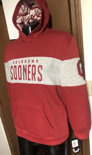 NWT $55 new Oklahoma OU Sooners Red Hoodie Sweatshirt Boys Youth L Large 14/16 - Picture 1 of 15