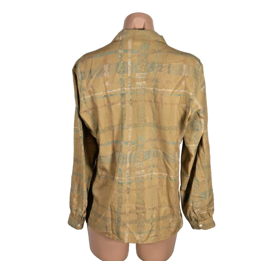 Blusa Muñeca Bebé Levi Strauss & Co Vintage Años 60 50 Tostada A Cuadros Abotonada S/M Foto 2 de 4