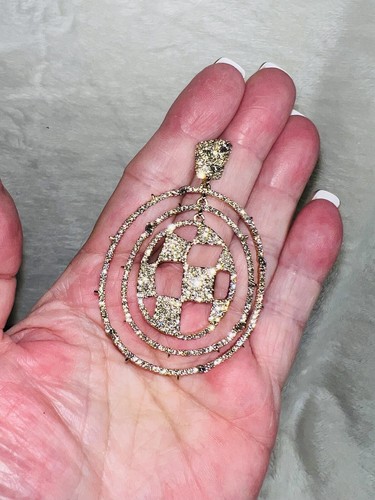 Alexis Bittar Gold Swarovski Kristall PAVE SCHACHBRETT UMLAUFENDE TROPFEN Ohrringe 3 Zoll - Bild 4 von 20