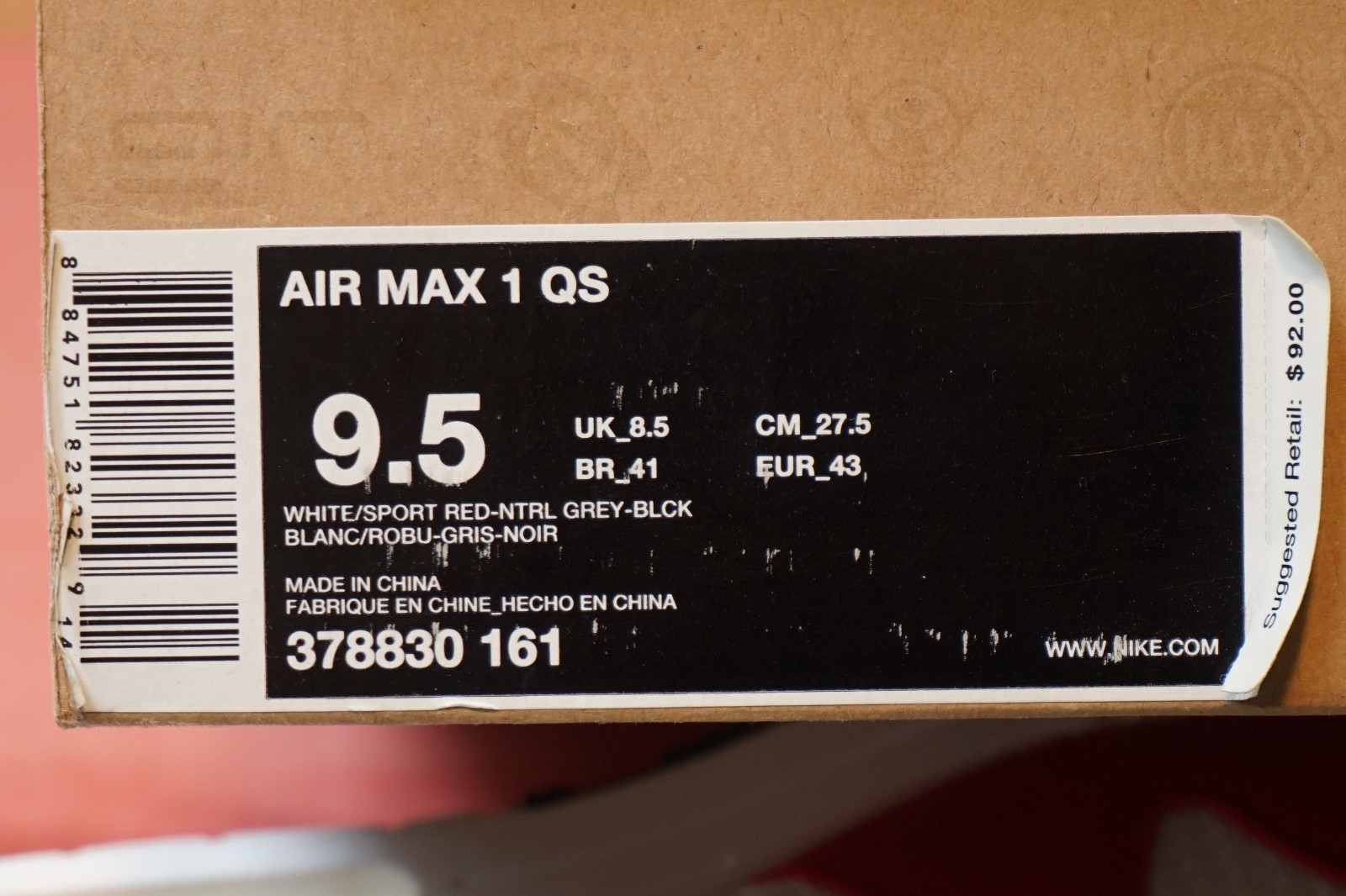 2009 nike air max 1 - weißen sport neutralen ROT neutralen sport grau / sz 9,5 (4906) 378830-161 55b2e2 2009 nike air max 1 - weißen sport neutralen ROT neutralen sport grau / sz 9,5 (4906) 378830-161 55b2e2