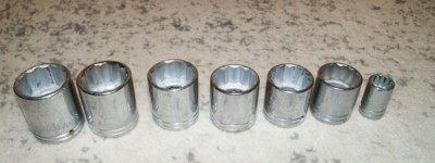 PROTO  7 PIECES  1/2'' DRIVE 12 POINT MADE IN THE USA 1 1/2''-1 3/16 AND ONE 11/16