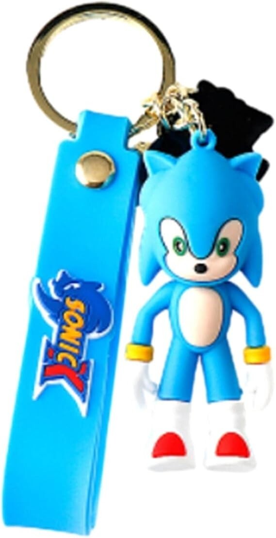 Sonic The Hedgehog 3D Figure Keychain with SonicX Keyring Pendant