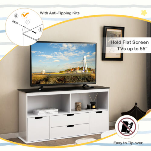 Kids Toy Storage Organizer Wooden Bookshelf TV Stand w/ Drawers Blackboard Top - Picture 7 of 10