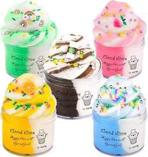 Cloud Slime Kit 5 Pack, with Peachybbies Rainbow Lemon Coffee Slime Charms, DIY