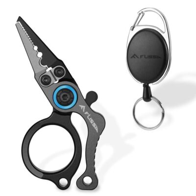 FLISSA Mini Fishing Pliers Fish Hook Remover Tool w/Fly Fishing Zinger Retractor