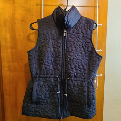 Keren Hart Vest Women's Black, Full Zip, Sleeveless Quilted, Pockets, Size Small