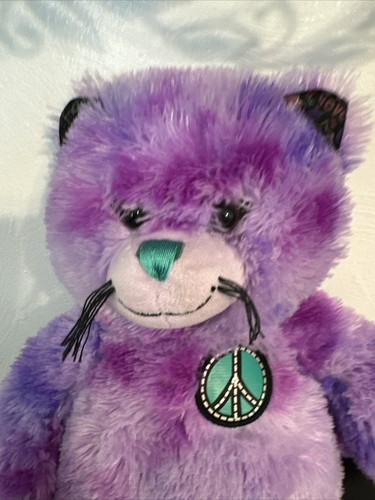 Build A Bear Peace Best Friends Purple Tie Dyed Cat 16" Great Condition - Picture 5 of 9
