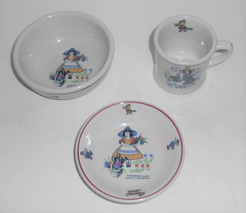 Shenango China Pottery Restaurant Ware Set/3 Juvenile Nursery Rhyme Dish Set