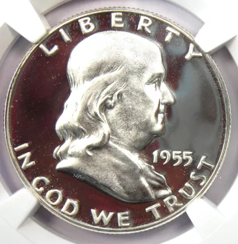 1955 PROOF Franklin Half Dollar 50C Coin - NGC PR69 Cameo (PF69) - $2,650 Value
