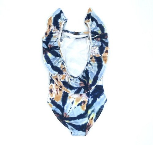 NWT Molo Nathalie Summer Tie Dye Ruffle One Piece Swimsuit in Blue 5 - Picture 8 of 14