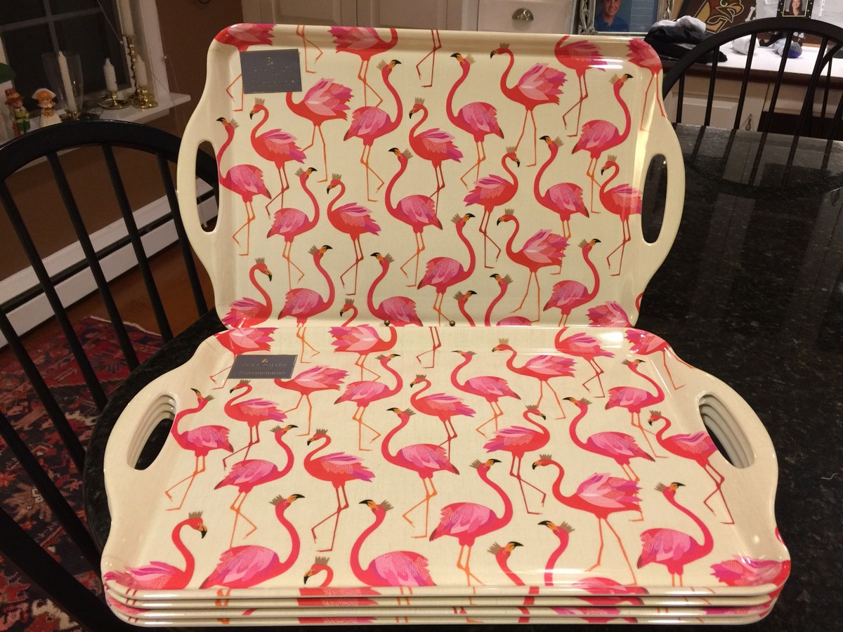 PORTMEIRION PINK FLAMINGO MELAMINE SERVING TRAY PLATTER SARA MILLER Large  NEW
