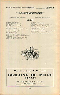 ADVERTISEMENT Bordeaux Domaine De Pilet Donzac Cotes Lacaze Freres