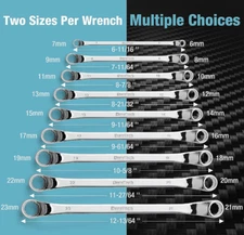 9 Pcs Double Box End 75 Degree Deep Offset EXTRA LONG Wrench Tools Set 6-23Mm