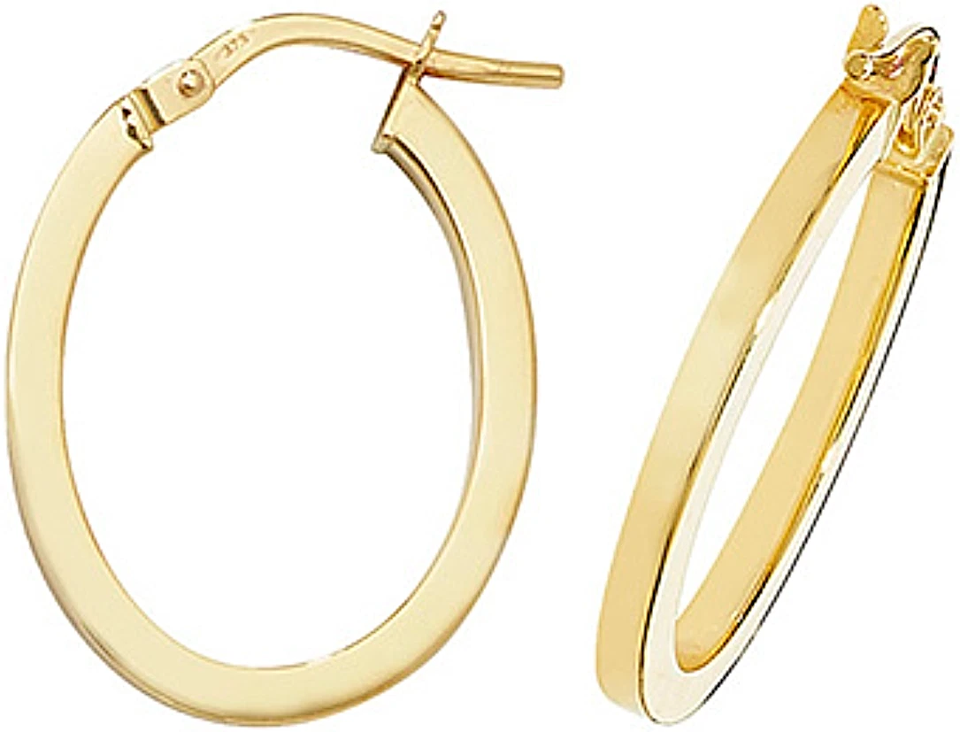 9ct gold oval hoop best sale earrings