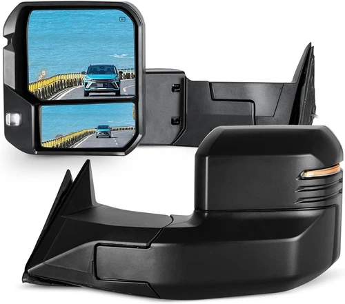Pair Power Heated Tow Mirrors BSM For 2022-2025 Toyota Tundra Amber Signal Light