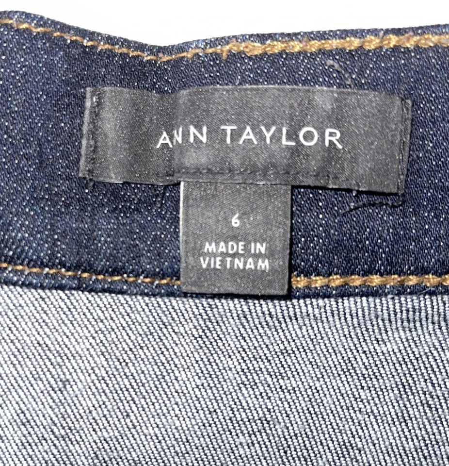 De segunda mano - Falda de mezclilla elástica línea A de Ann Taylor para mujer (talla 6) Foto 3 de 4