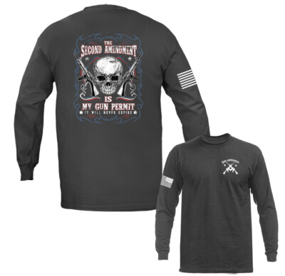 2nd Amendment Never Expire Skull Gun Constitution Patriot Patriotic Long Sleeve