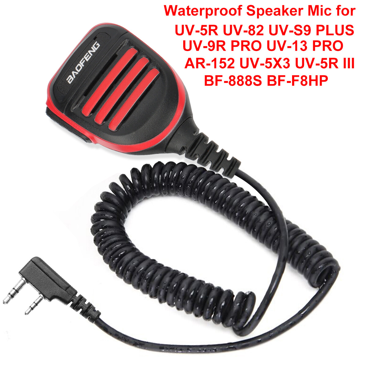 Baofeng Waterproof 2Pin Speaker Mic for UV-5R UV-S9 Two Way Radio Walkie Talkie