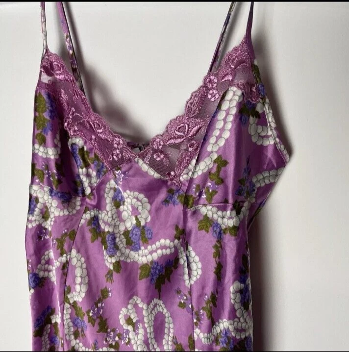 UNDERCOVER Abito Slip Camicia da Notte Victoria Secret Perla Floreale Raso Bordo Pizzo Taglia S Mgd