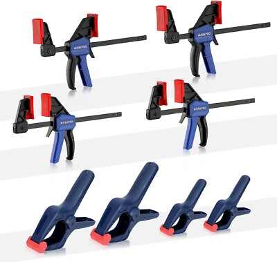 WORKPRO 8-Piece Clamp Set for Woodworking Light-Duty Quick-Change Clamp NEW