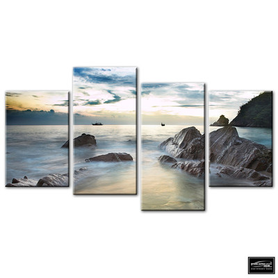 Sonnenuntergang Meereslandschaft Strand BOX GERAHMTE LEINWAND KUNST Bild HDR 280 g/m²