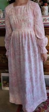 Handmade vintage womens S M pink roses 1970s cottagecore Prairie Dress boho chic