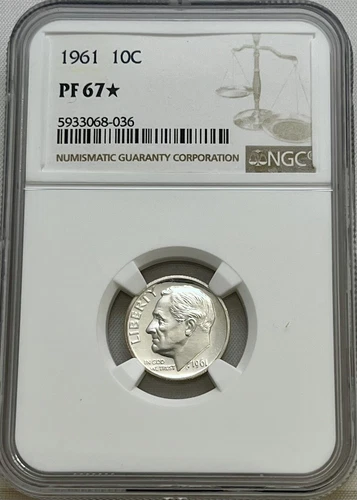 1961 Roosevelt Dime NGC PF 67* Beautiful