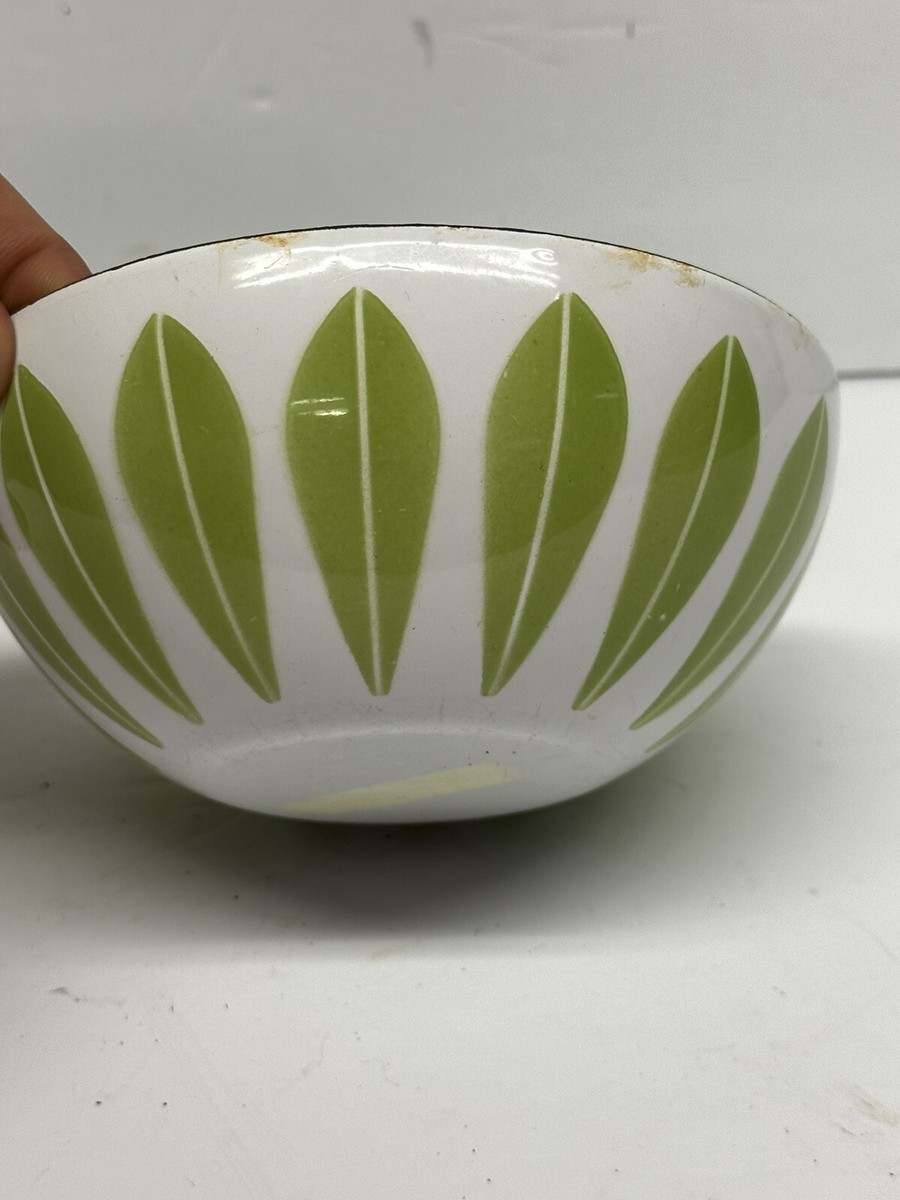 Cathrineholm Lotus Bowl White And Green Enamel Norway 6