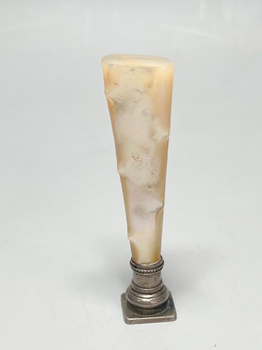 19c. Victorian Wax Seal Stamp Carved MOP Torn Mother of Pearl Handle RP Monogram - Picture 4 of 9