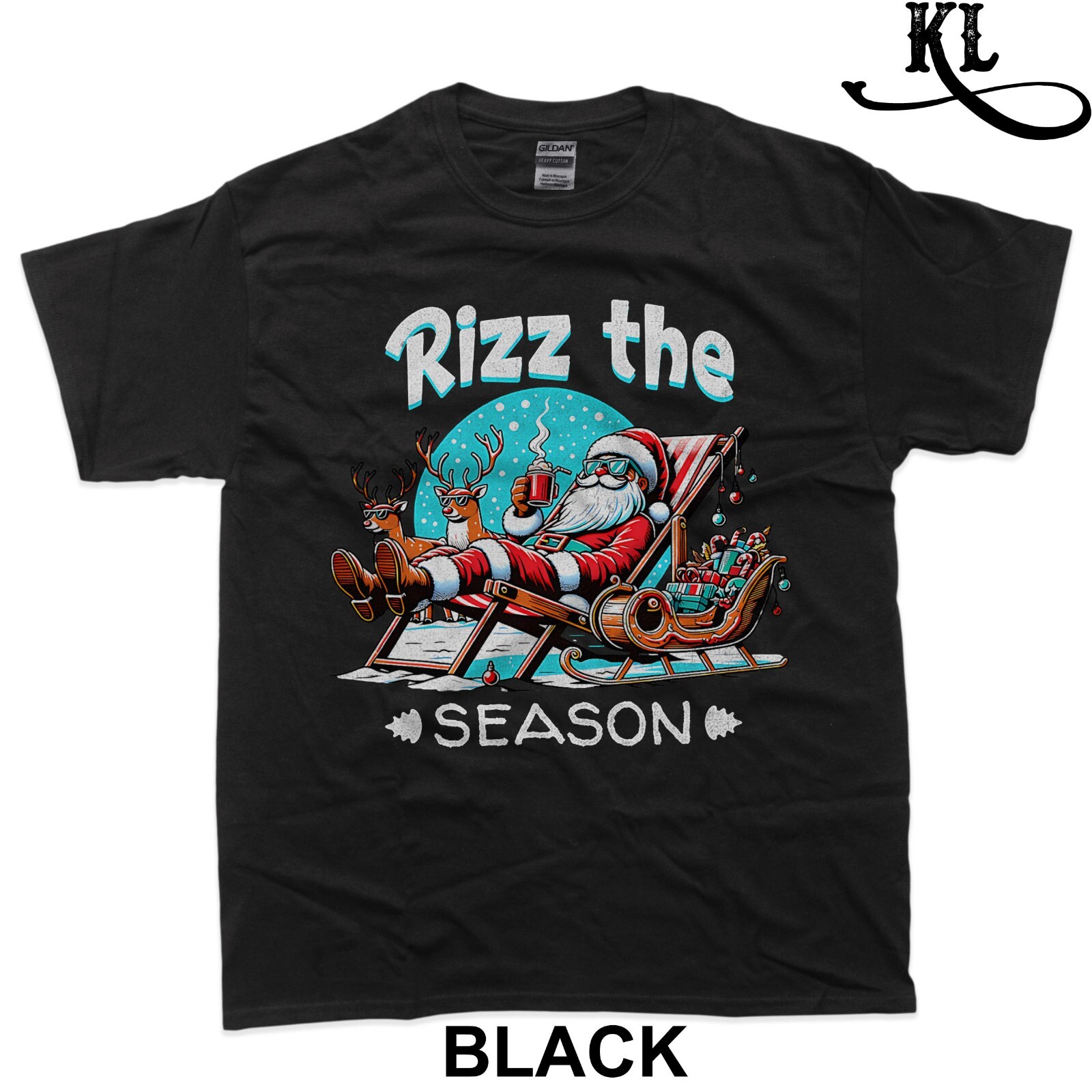 Merry Rizzmas Christmas Rizz Cool Santa Sunglasses Xmas T-Shirt | eBay