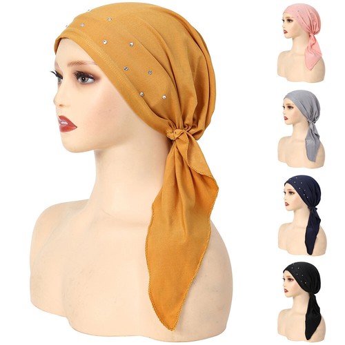 Accessoire Médical Turban Chimio Femme - Coton Doux Élastique - Pour Perte Cheveux Cancer - Gris Pointillé Couvre-chef Confortable Médical