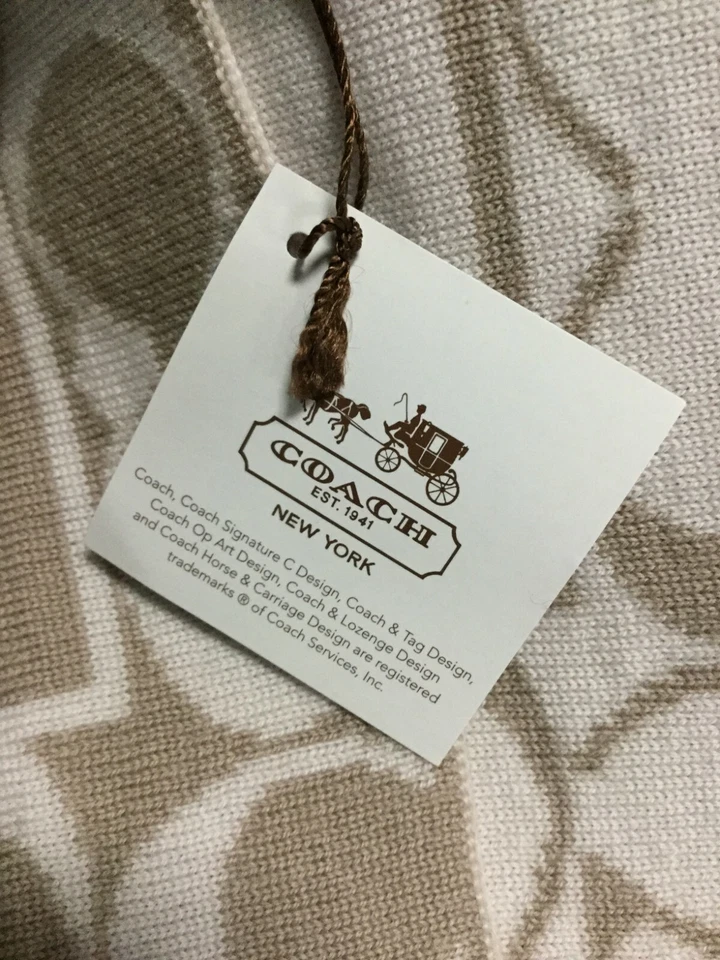 Bufanda Coach para mujer firma logotipo C 83099 lana tejido cuello envoltura, $98 Foto 4 de 4